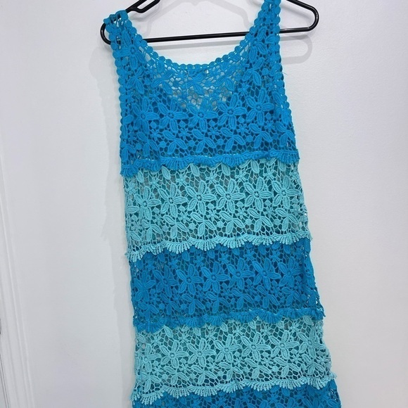 VINTAGE Crochet aqua bleu size small brand solitaire - Picture 4 of 7